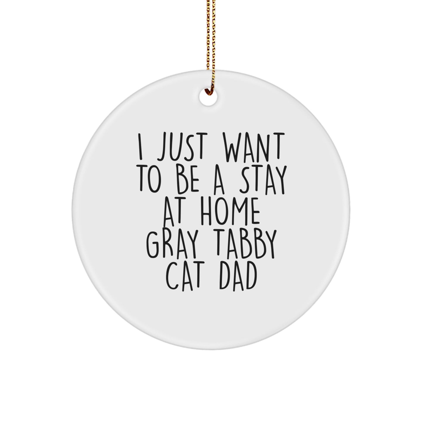 Gray Tabby Cat Circle Ornament Gifts for Men from Friends, Funny Quote, Christmas Unique Ornaments - Image 1