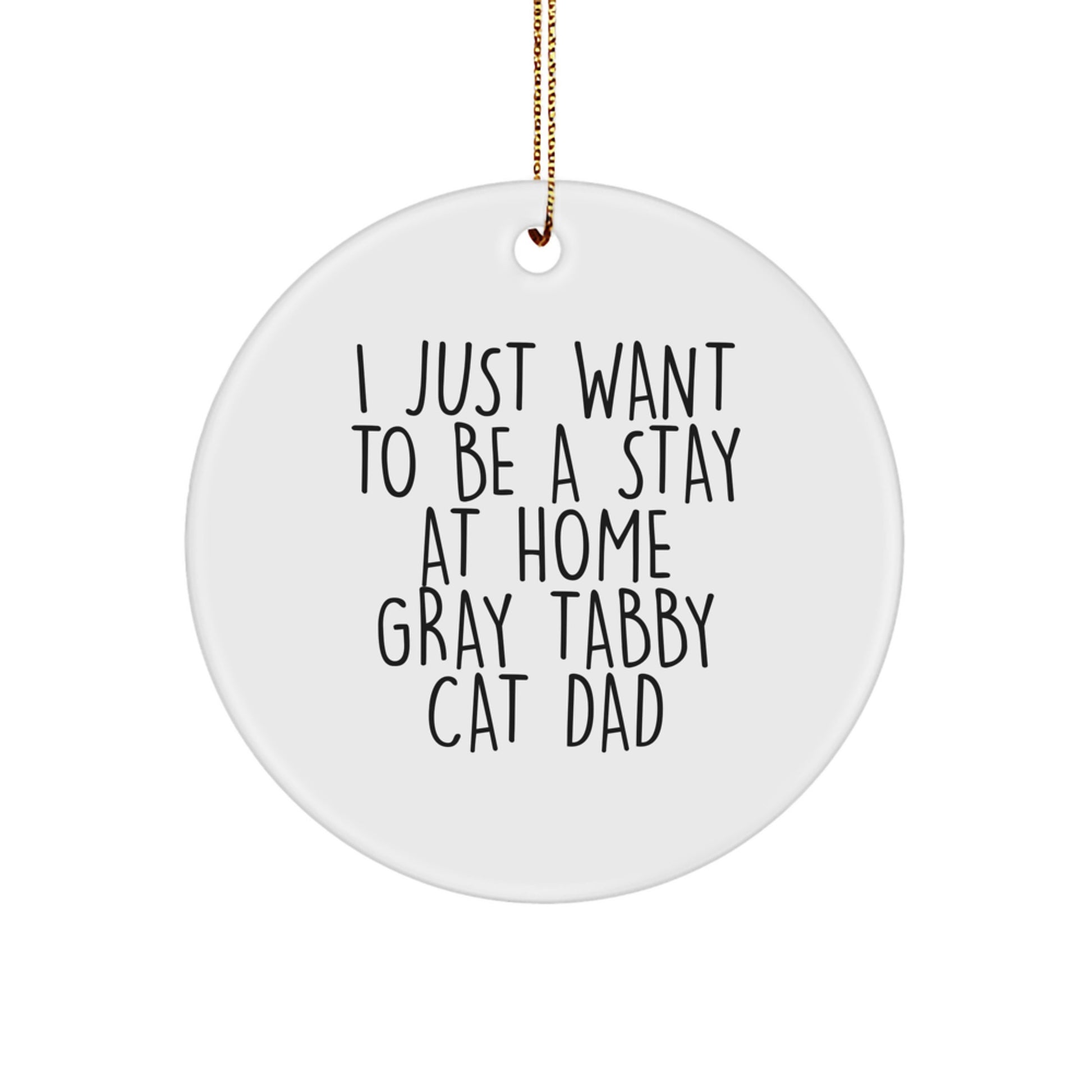 Gray Tabby Cat Circle Ornament Gifts for Men from Friends, Funny Quote, Christmas Unique Ornaments - Image 1