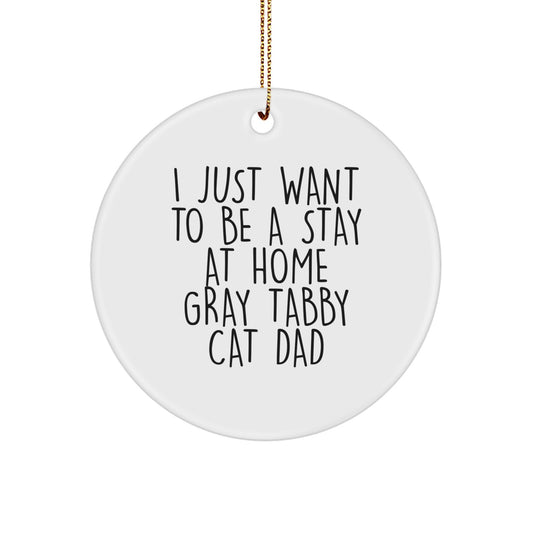 Gray Tabby Cat Circle Ornament Gifts for Men from Friends, Funny Quote, Christmas Unique Ornaments - Image 1