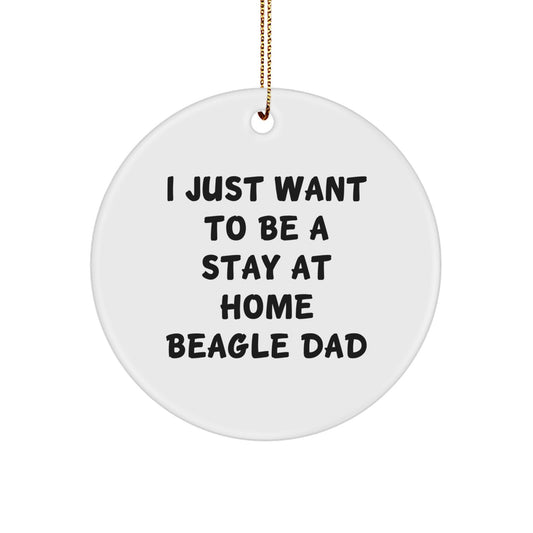 Funny Beagle Dog Dad Gifts from Men to Friends for Christmas Unique Circle Ornament - Image 1