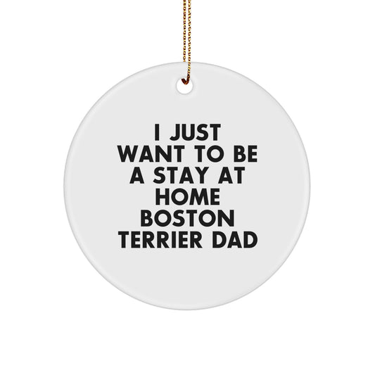 Funny Boston Terrier Dog Circle Ornament Gifts for Men Family Friends Christmas Unique - Image 1