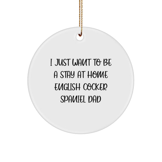 English Cocker Spaniel Dog Dad's Funny Christmas Unique Gift Circle Ornament - Gifts from Men to Family - Image 1