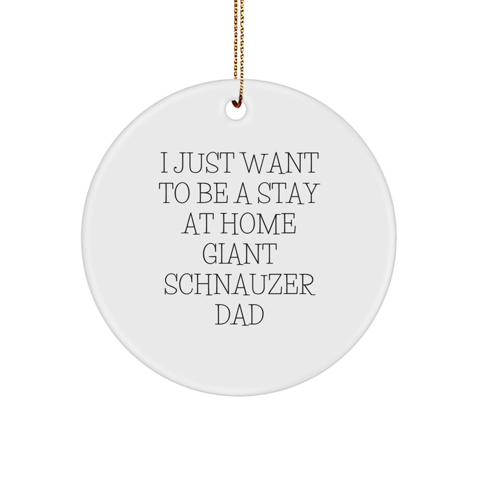 'Funny' Giant Schnauzer Dog Gifts for Men - I Just Want To Be A Stay At Home Dad Christmas Circle Ornament, Gifts from Men to Giant Schnauzer Dog Lovers, Unique Christmas Unique Gifts for Family - Image 1