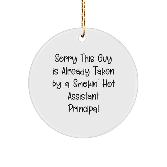 Funny Assistant Principal Gifts from Friends, Circle Ornament with Smokin' Hot Quote, Christmas Unique Ornaments for Assistant Principals - Image 1