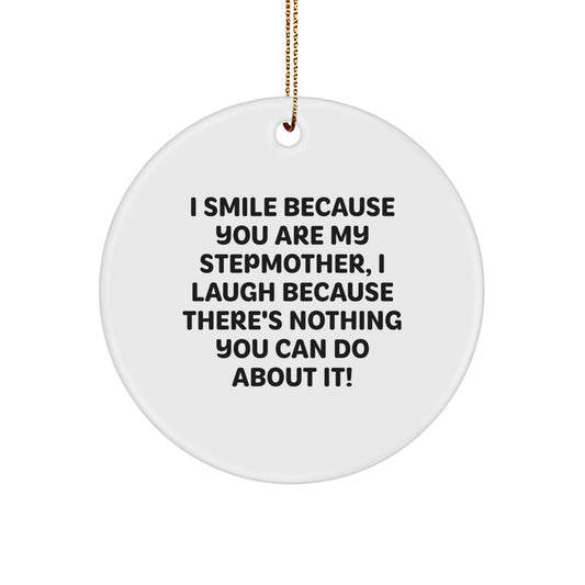 Funny Stepmother Gifts from Family, Cute Stepmom Circle Ornament for Christmas Unique Gifts - Image 1
