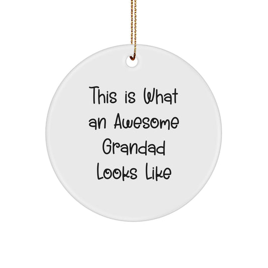 Funny Grandad Gifts from Men to Grandad, Christmas Unique Circle Ornament, This Is What An Awesome Grandad Looks Like Inspiration - Image 1