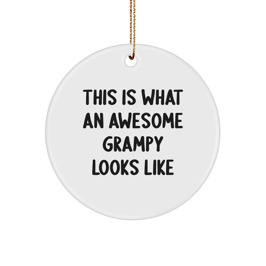 Funny Grampy Gifts, Circle Ornament, This Is What An Awesome Grampy Looks Like Christmas Unique Gifts from Family for Grampy - Image 1