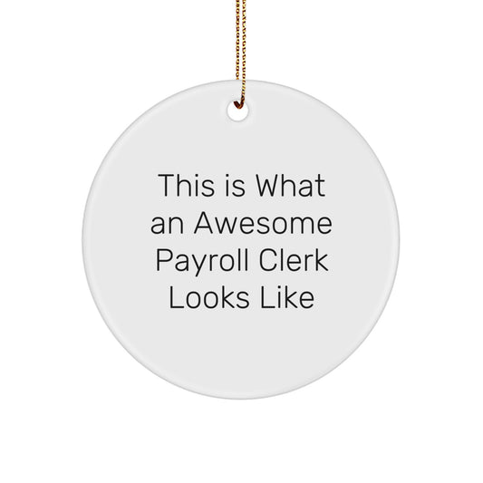Funny Payroll Clerk Gifts from Friends, Christmas Unique Circle Ornament, This Is What An Awesome Payroll Clerk Looks Like, Perfect for Payroll Clerk Men, Women - Image 1
