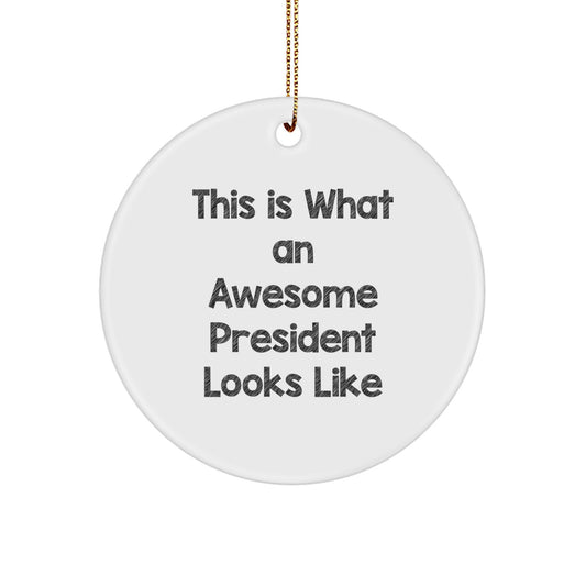 Funny President Gifts for Men, Unique Circle Ornament Ideas This Is What An Awesome President Looks Like - Christmas Unique Gifts from Friends to President - Image 1