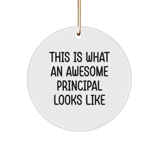 Funny Principal Gifts, This Is What An Awesome Principal Looks Like, Principal Circle Ornament for Christmas - Image 1