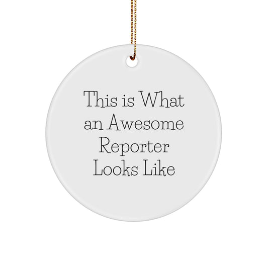 Reporter Gifts from Friends - This Is What An Awesome Reporter Looks Like, Funny Circle Ornament for Christmas, Gifts for Reporters, Men, Women, Coworkers, Family - Image 1