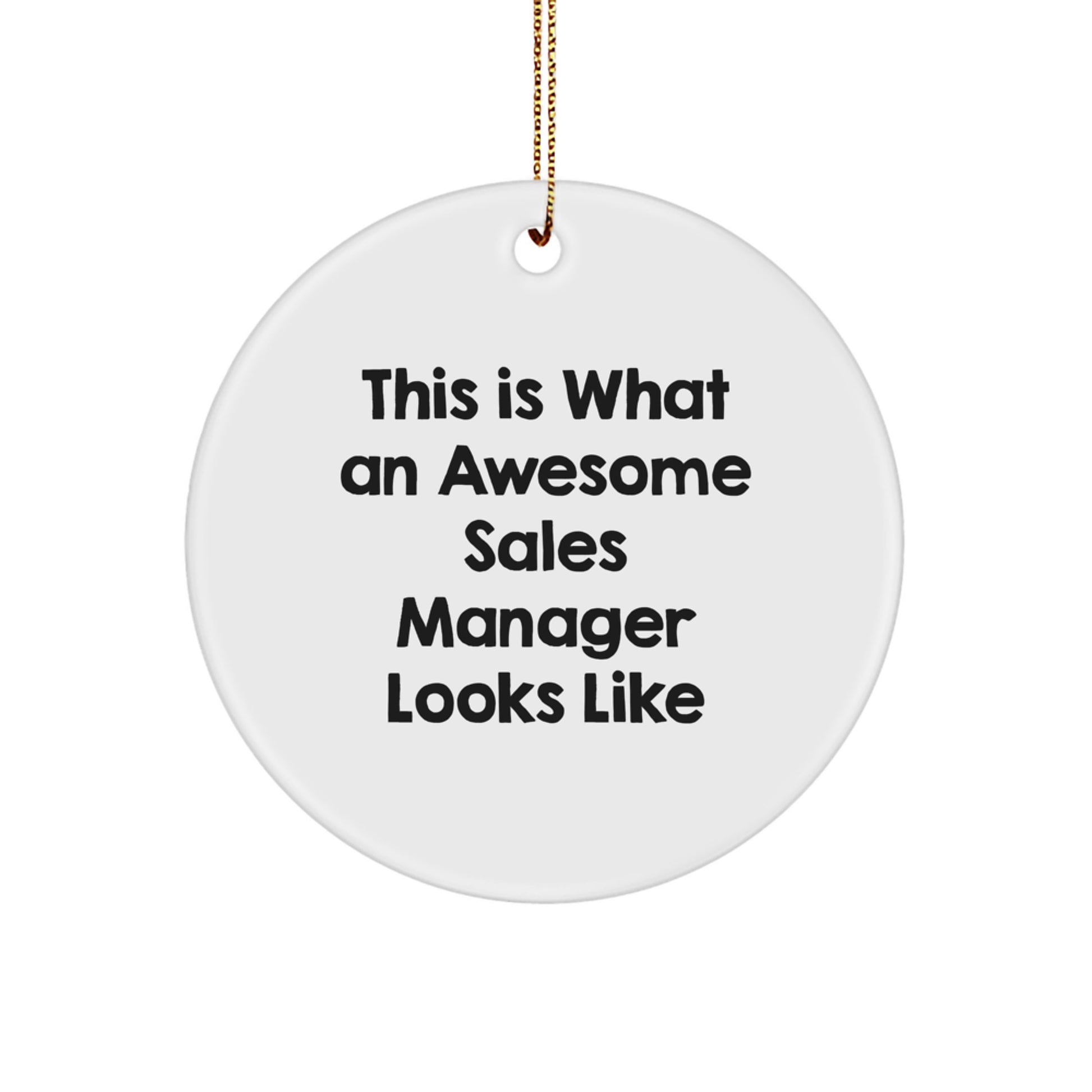 Funny Sales Manager Gifts, 'This Is What An Awesome Sales Manager Looks Like' Circle Ornament, Gifts from Friends for Sales Manager, Unique Christmas Unique Gifts - Image 1