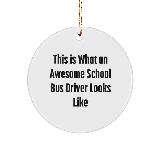 Funny School Bus Driver Gifts from Friends for School Bus Driver Circle Ornament This Is What An Awesome School Bus Driver Looks Like, Christmas Unique Gifts - Image 1