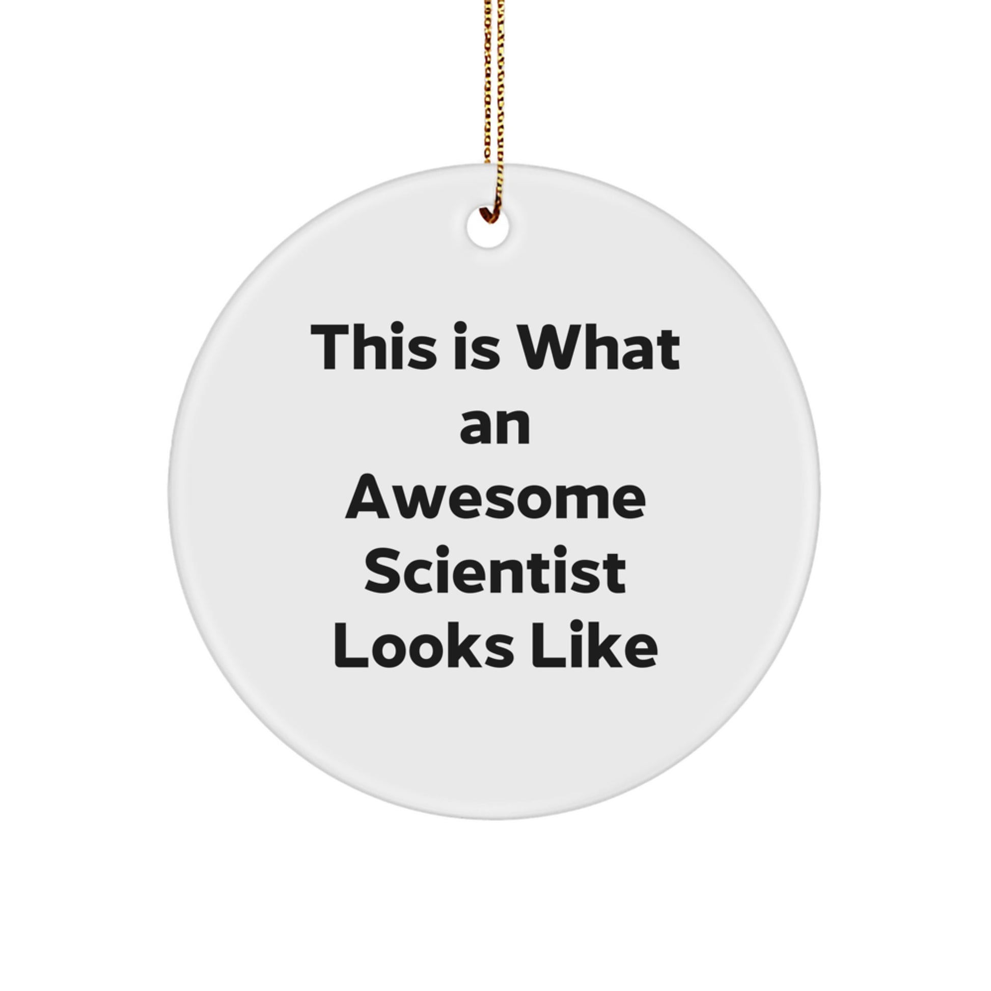 Funny Scientist Gifts for Men, Women, Friends, Coworkers, Family - 'This Is What An Awesome Scientist Looks Like' Circle Ornament - Image 1