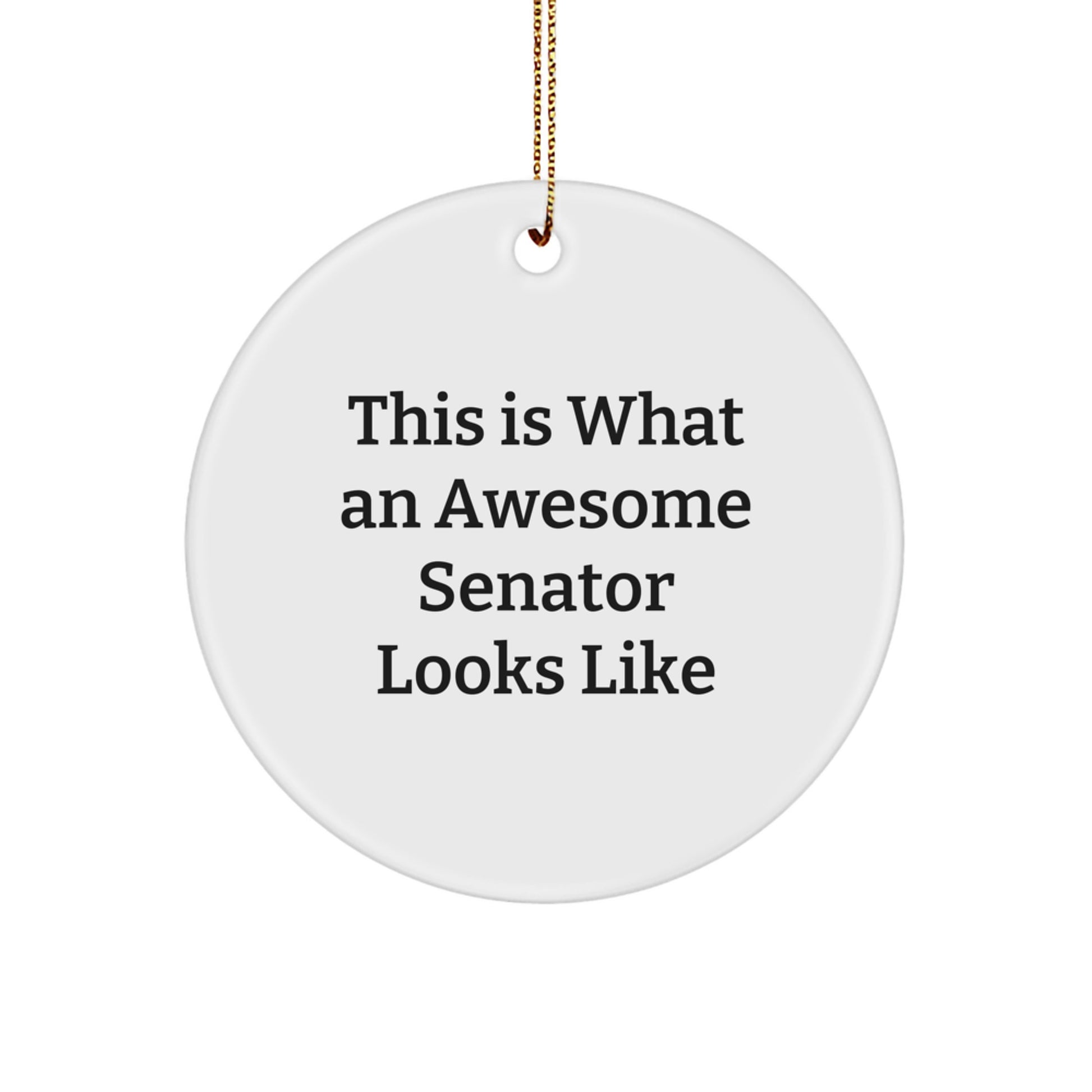 Funny Senator Gifts for Men, Women, Friends, Coworkers - 'This Is What An Awesome Senator Looks Like' Circle Ornament, Christmas Unique Presents - Image 1