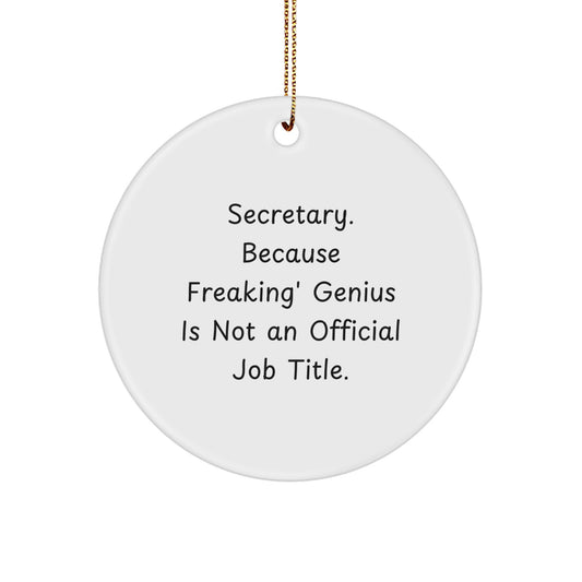 Funny Secretary Gifts from Men to Secretary, Christmas Unique Gifts for Secretary - Secretary Circle Ornament - Image 1