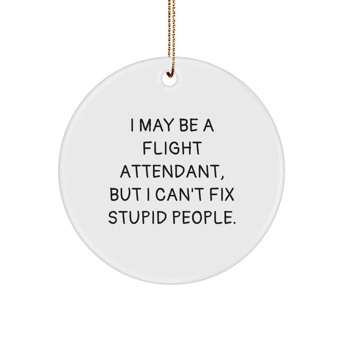 Funny Flight Attendant Gifts from Friends for Men Christmas Unique Circle Ornament I May Be A Flight Attendant But I Cant Fix Stupid People - Image 1