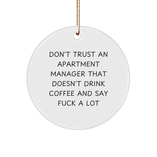 Funny Gifts from Friends for Apartment Manager - 'Don't Trust' White Circle Ornament, Christmas Unique Ornaments, Circle Shaped MDF - Image 1