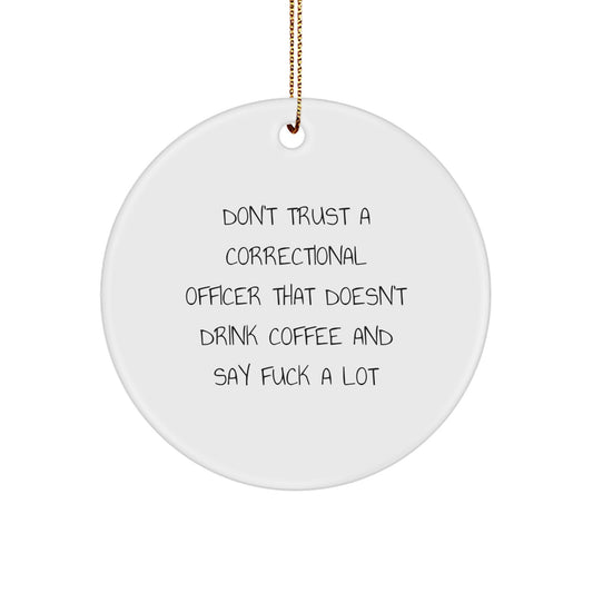Funny Correctional Officer Gifts from Friends, Gifts for Correctional Officer with Coffee and F Words, Christmas Unique Ornaments for Correctional Officer - Image 1