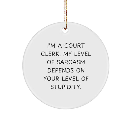 Funny Court Clerk Gifts from Friends for Court Clerk Men Women Family Christmas Unique Decorations Circle Ornament with Sarcasm Quote - Image 1