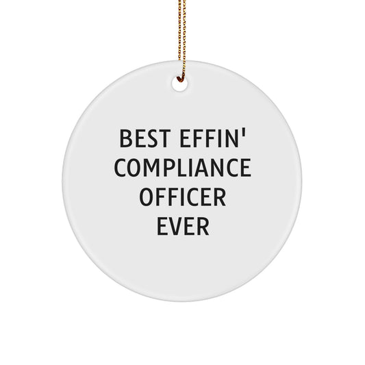 Funny Compliance Officer Gifts for Him, Best Effin' Compliance Officer Ever Christmas Ornament, Circle Shaped Circle Ornament from Friends or Coworkers - Image 1