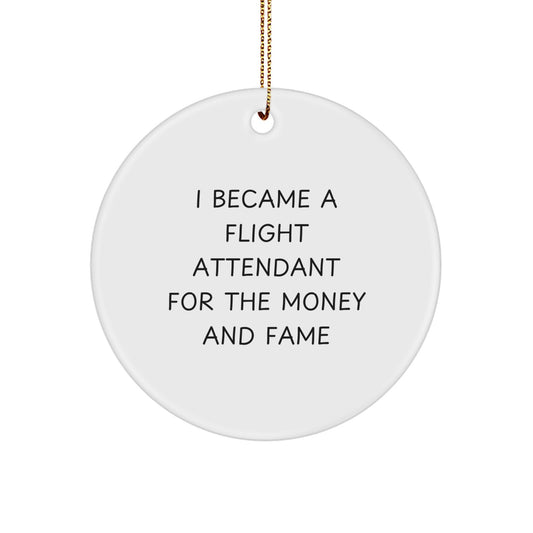 Flight Attendant Gifts from Friends Unique White Circle Ornament for Christmas - Image 1