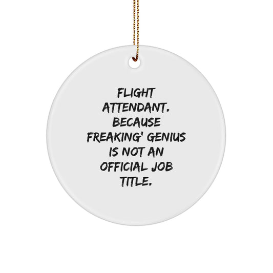 Funny Flight Attendant Gifts from Men for Women Friends and Family Unique Christmas Circle Ornament - Image 1