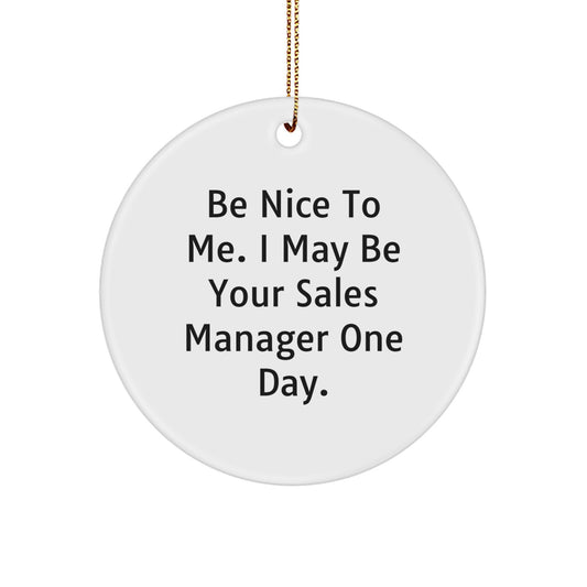 Funny Quote Circle Ornament Gifts from Friends for Sales Manager - Be Nice To Me. I May Be Your Sales Manager One Day. - Christmas Unique Gifts - Image 1
