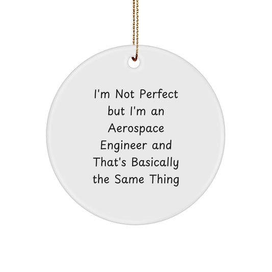 Funny Aerospace Engineer Gifts from Friends - Circle Ornament, 'I'm Not Perfect' Quote, Christmas Decorations for Men, Women, Coworkers - Image 1