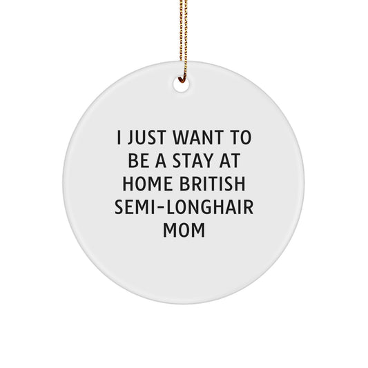 British Semi-Longhair Cat Mom's Christmas Wish Circle Ornament, Gifts from Mom, for British Semi-Longhair Cat Lovers, Funny Quote - Image 1