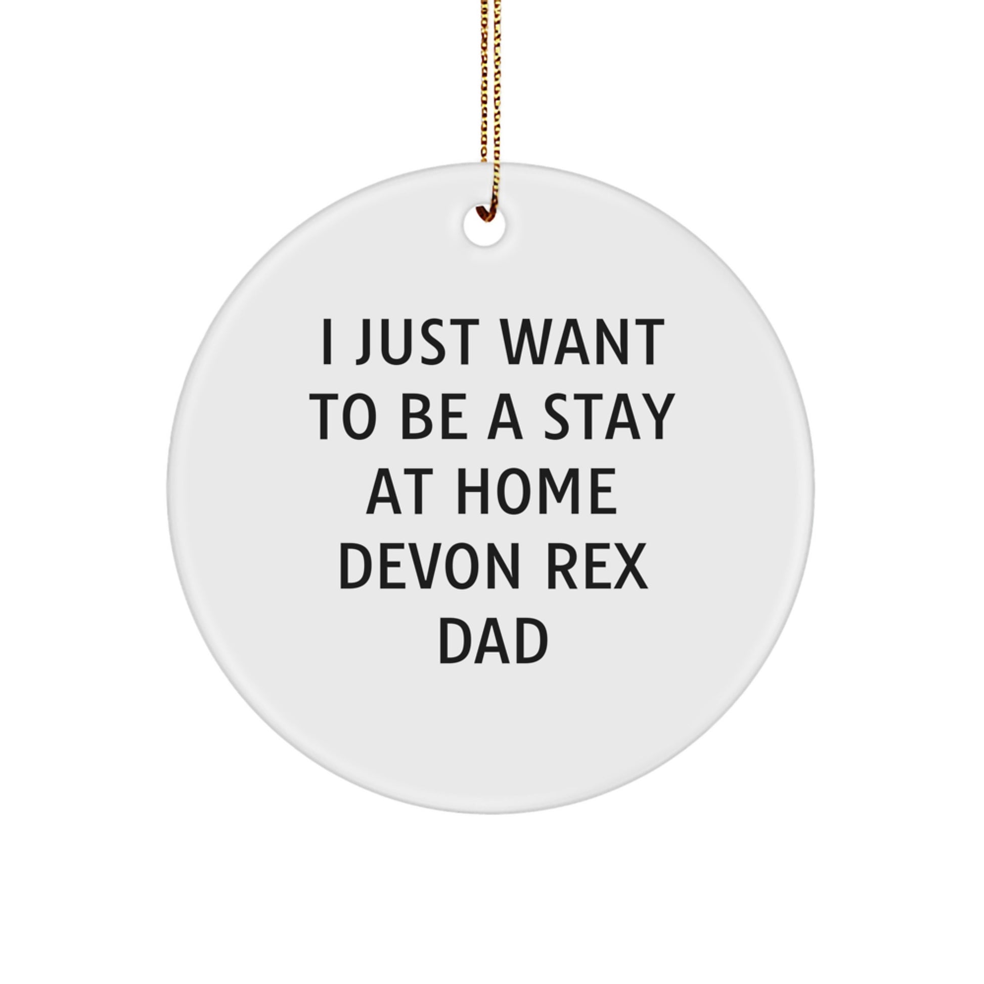 Devon Rex Cat Lover Gifts from Dad Christmas Unique Circle Ornaments for Men with Funny Quote 'I Just Want To Be A Stay At Home Devon Rex Dad' - Image 1