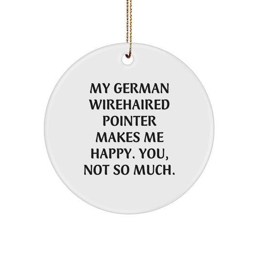 Funny German Wirehaired Pointer Dog Gifts from Men to Friends, Christmas Unique Circle Ornament - Image 1