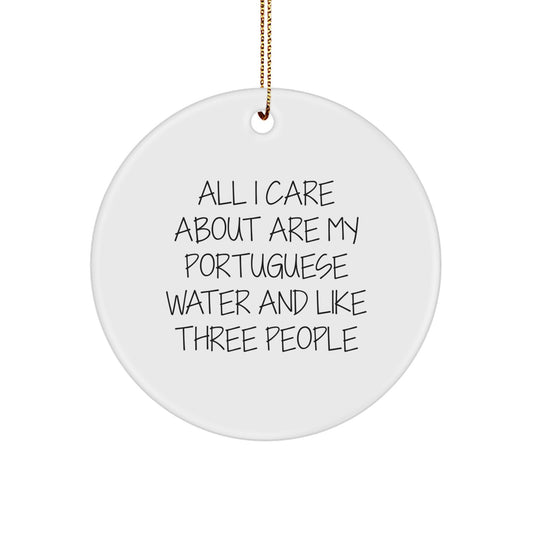 Portuguese Water Dog Lovers Funny Gifts from Family, Gifts for Portuguese Water Dog Owners, Christmas Circle Ornament with Inspirational Quote - Image 1