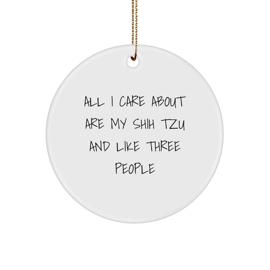 Funny Shih Tzu Dog Lover Gifts from Men for Women, Cute Christmas Unique Circle Ornament, All I Care About Are My Shih Tzu - Image 1