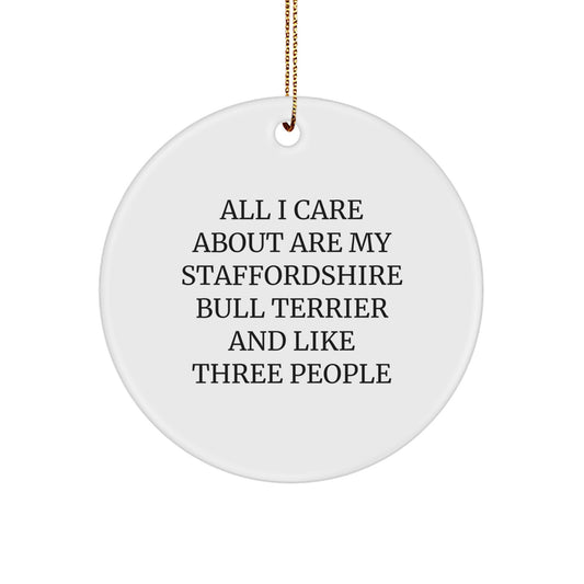 Staffordshire Bull Terrier Dog Lover Gifts from Men - Christmas Unique Circle Ornaments for Home Decor, Funny Quote 'Staffordshire Bull Terrier Dog' Gifts for Dog Lovers - Image 1