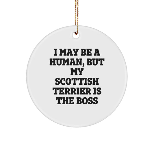 Funny Scottish Terrier Dog Christmas Unique Gifts, Circle Ornament for Scottish Terrier Lover, Scottish Terrier Dog Owners Gifts from Family, Friends, Coworkers - Image 1