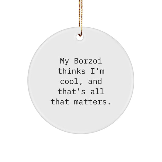 Funny Borzoi Dog Lover Christmas Unique Gifts from Mom for Borzoi Dog Owners, Handmade Circle Ornament - Image 1