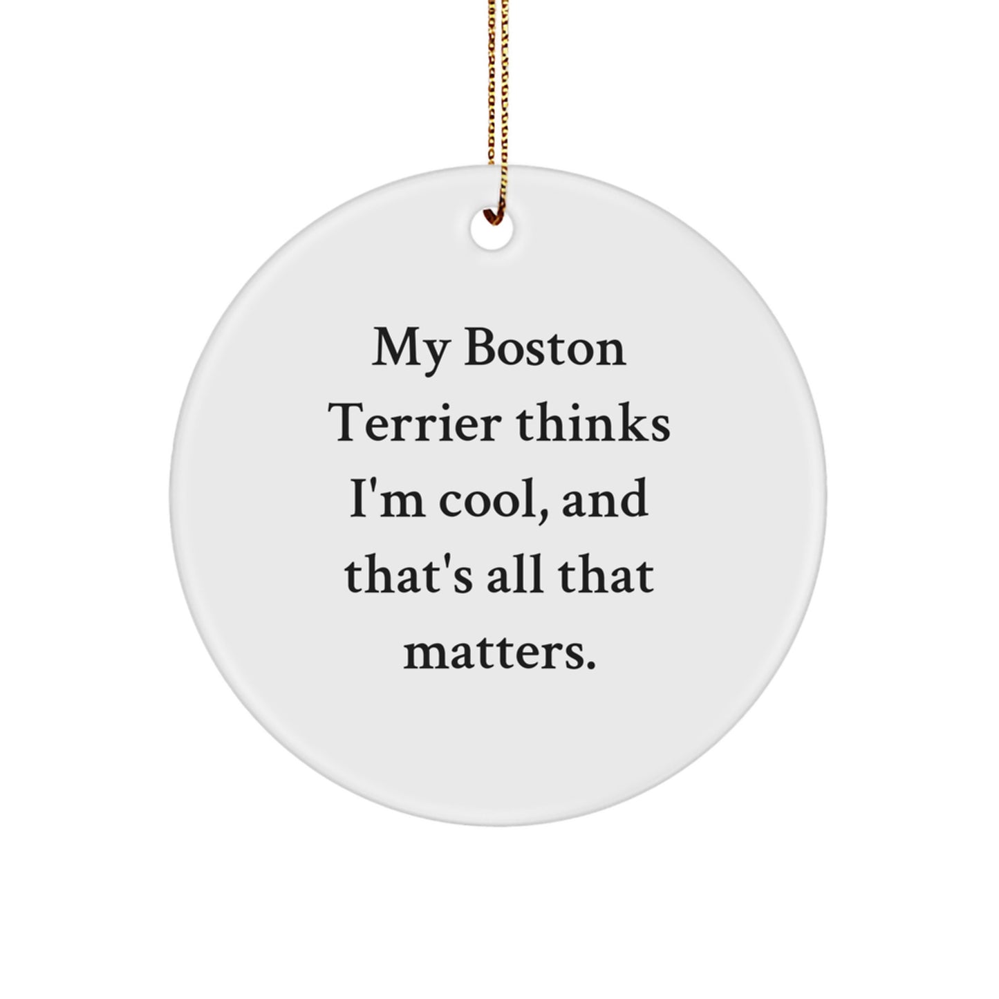 Boston Terrier Dog Christmas Circle Ornament Gifts from Family for Men Funny Quote - Image 1