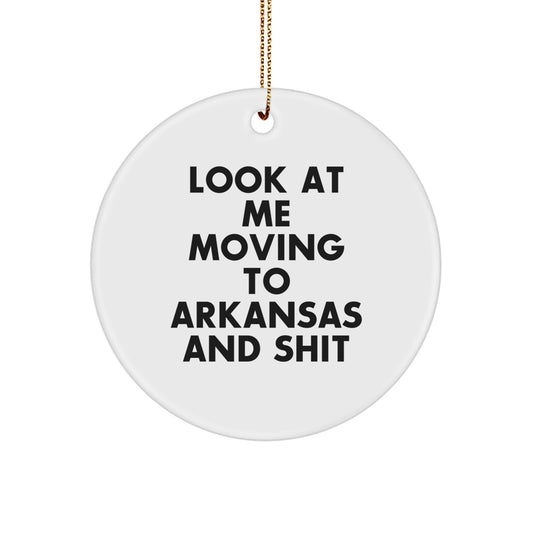Arkansas Christmas Circle Ornament Funny Quote Gifts from Friends to Family - Image 1