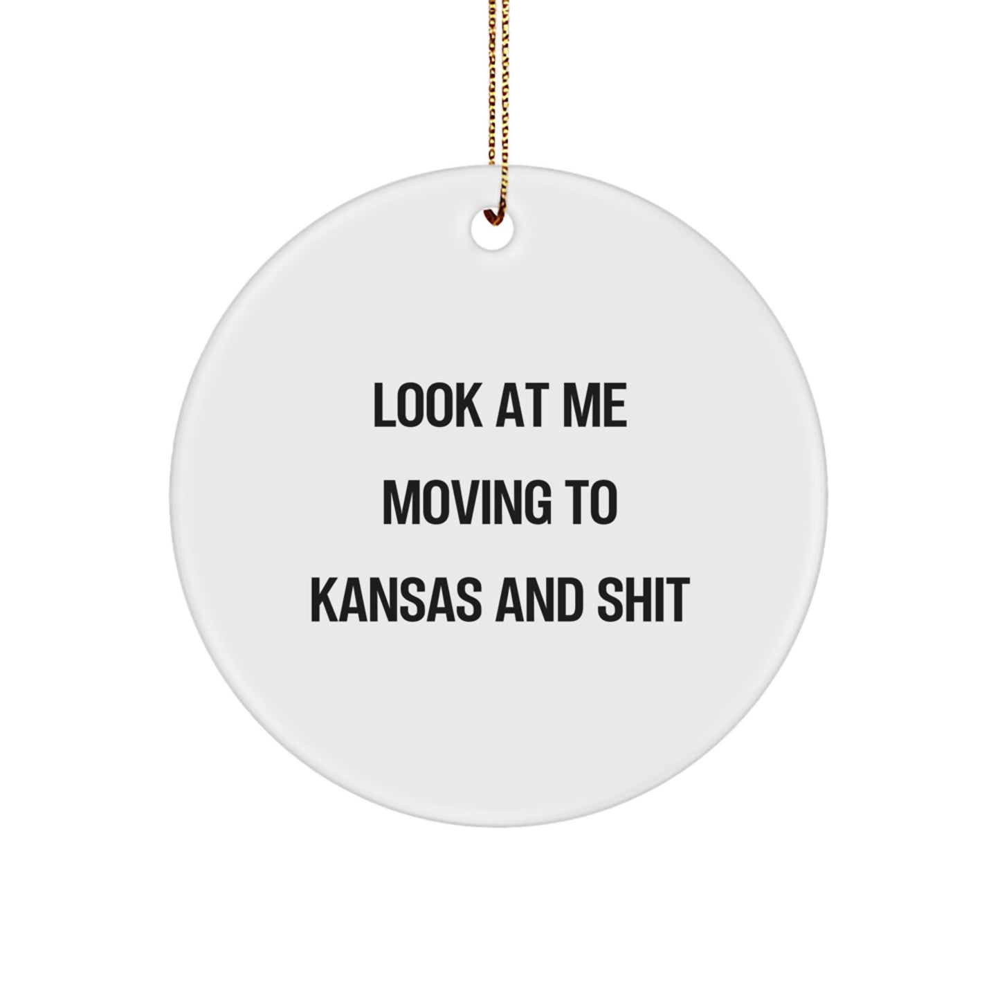 Funny Kansas Circle Ornament Gifts from Friends for Kansas Men, Christmas Unique Gifts, Kansas Circle Shaped Ornament for Home Decoration - Image 1