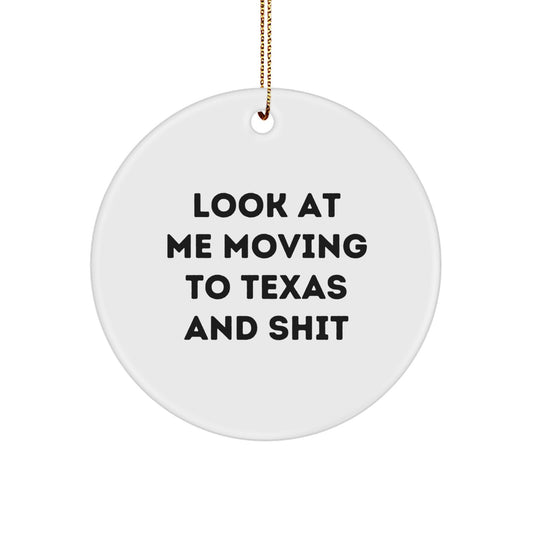 Texas Circle Ornament Gifts from Friends to Family for Christmas Unique Texas Decor - Image 1