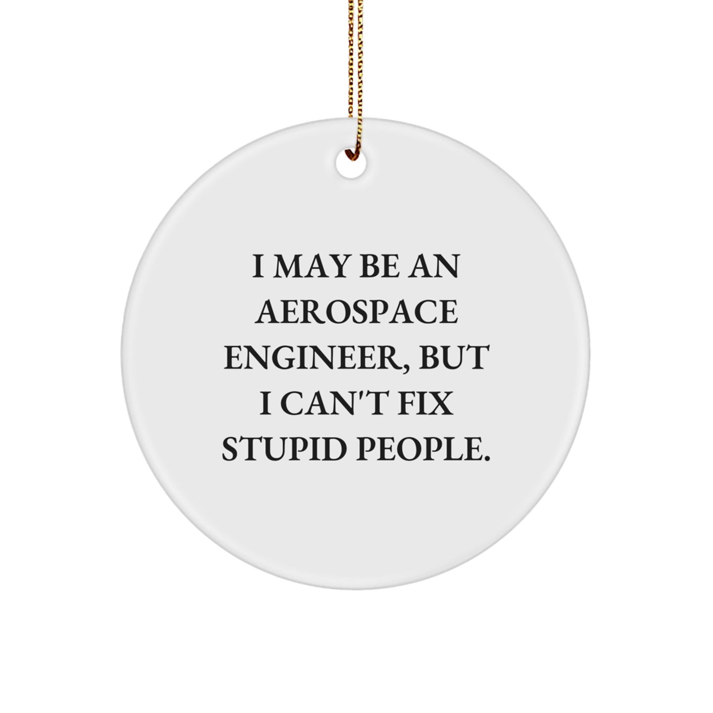 Funny Aerospace Engineer Gifts from Men to Friends - Circle Ornament with I May Be An Aerospace Engineer, But I Can't Fix Stupid People. Quote - Christmas Unique Ornaments for Aerospace Engineers - Image 1