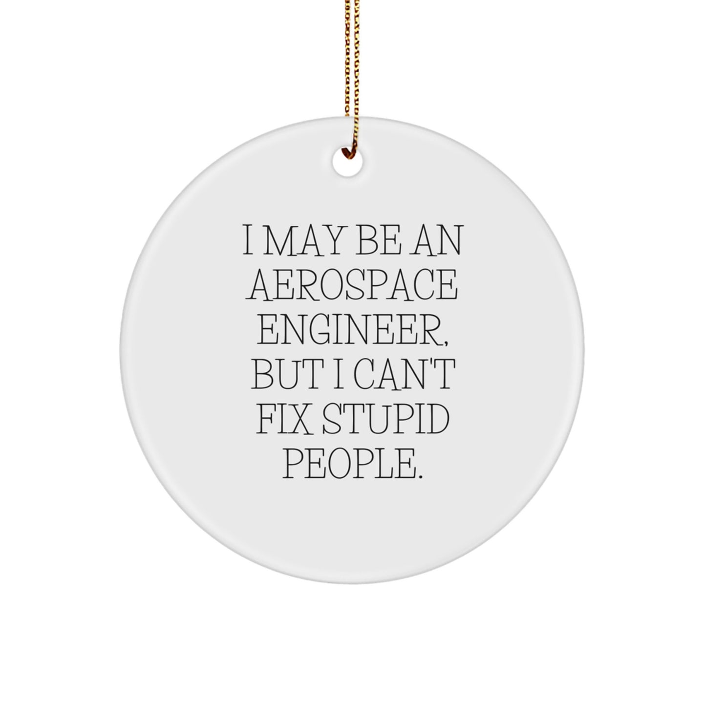 Funny Gift for Aerospace Engineer Friends, I May Be An Aerospace Engineer But I Cant Fix Stupid People Christmas Circle Ornament - Image 1