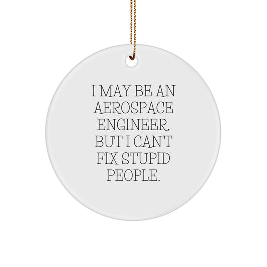 Funny Gift for Aerospace Engineer Friends, I May Be An Aerospace Engineer But I Cant Fix Stupid People Christmas Circle Ornament - Image 1