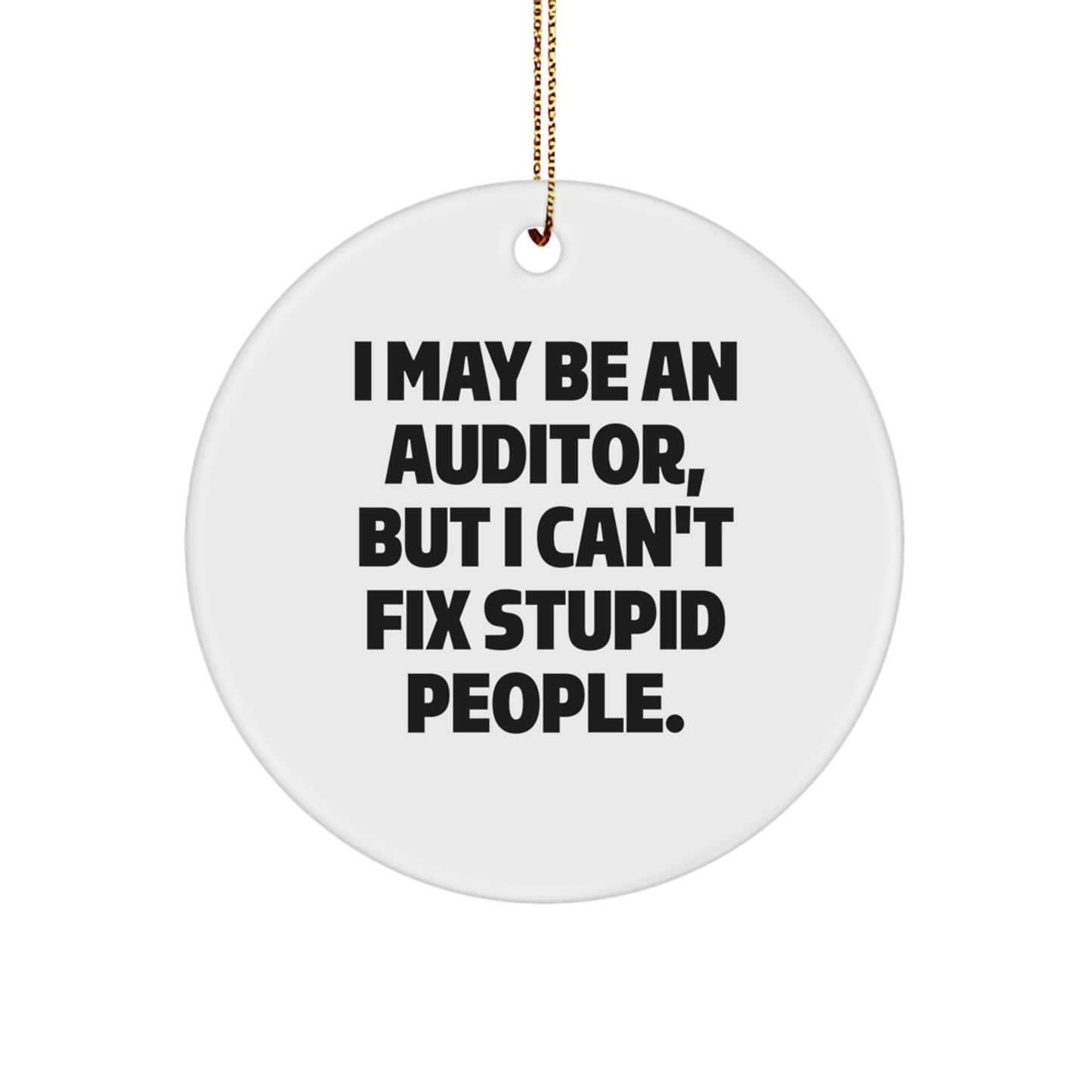 Funny Auditor Gifts from Friends and Family for Christmas Unique Circle Ornament I May Be An Auditor But I Cant Fix Stupid People - Image 1