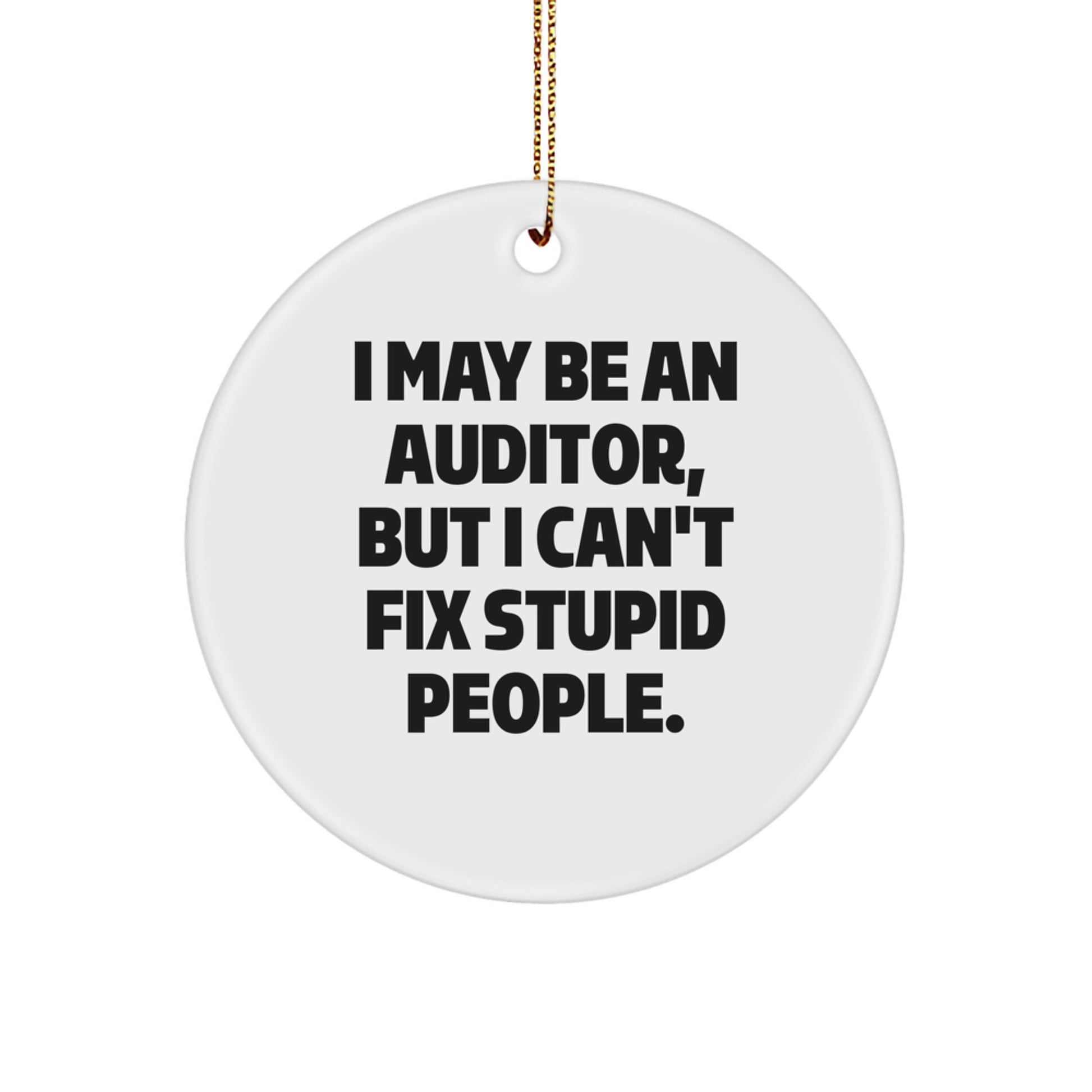 Funny Auditor Gifts from Friends and Family for Christmas Unique Circle Ornament I May Be An Auditor But I Cant Fix Stupid People - Image 1