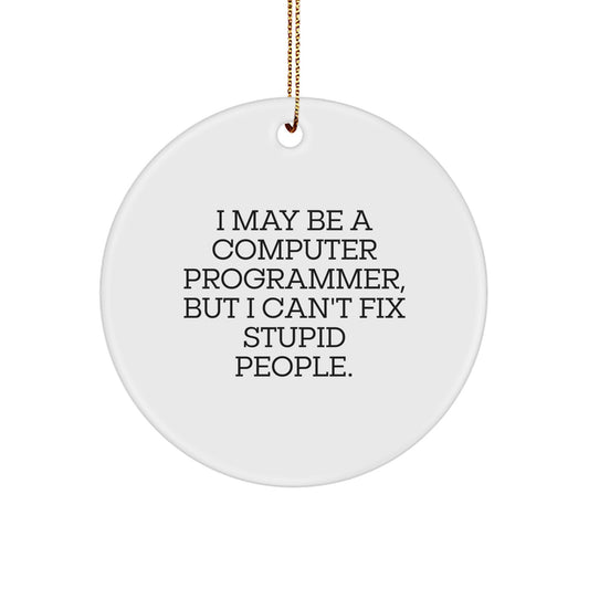 Funny Computer Programmer Gifts for Men, Unique Circle Ornament, Christmas Unique Gifts from Friends to Friends, Computer Programmer Humor - Image 1