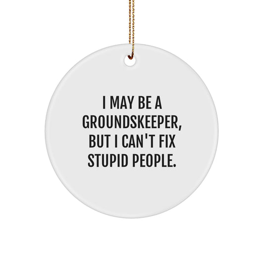 Funny groundskeeper Gifts from Men - I May Be A groundskeeper, But I'm Not Stupid, groundskeeper Christmas Circle Ornament for Coworkers - Image 1