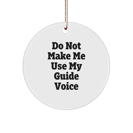 Funny Gifts from Men for Guide Enthusiasts, Christmas Unique Circle Ornament, Do Not Make Me Use My Guide Voice Humor - Image 1