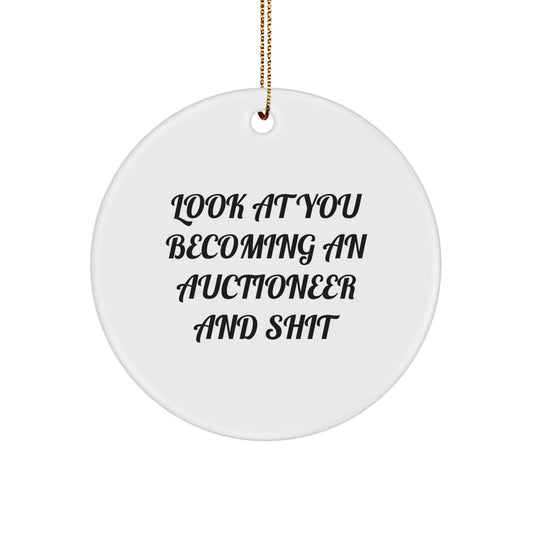 Funny Auctioneer Circle Ornament Gifts from Friends and Family for Auctioneer Men and Women Christmas Unique Gifts - Image 1